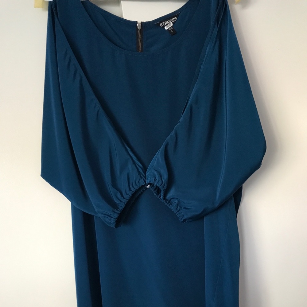 Teal Off the Shoulder Dress